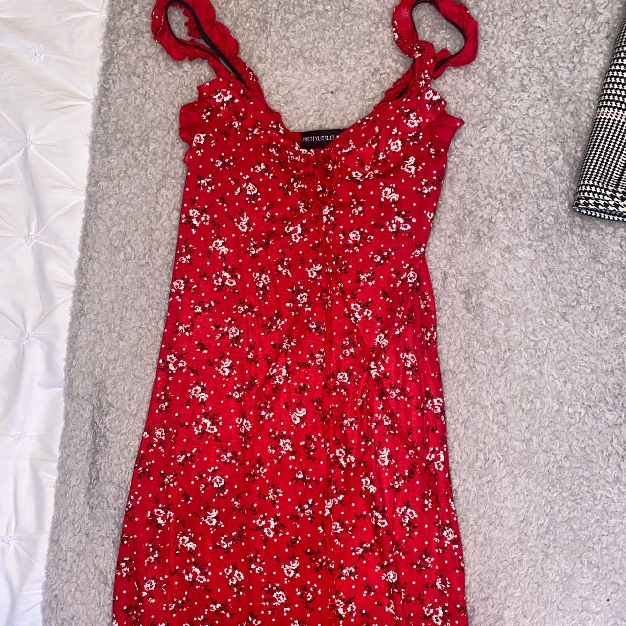 FREE DELIVERY !! Plt red ditsy floral dress size... Depop