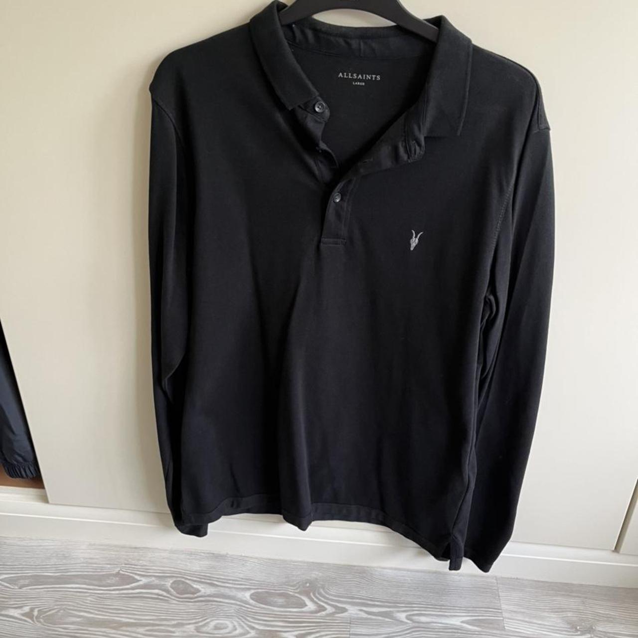 all saints black long sleeve polo