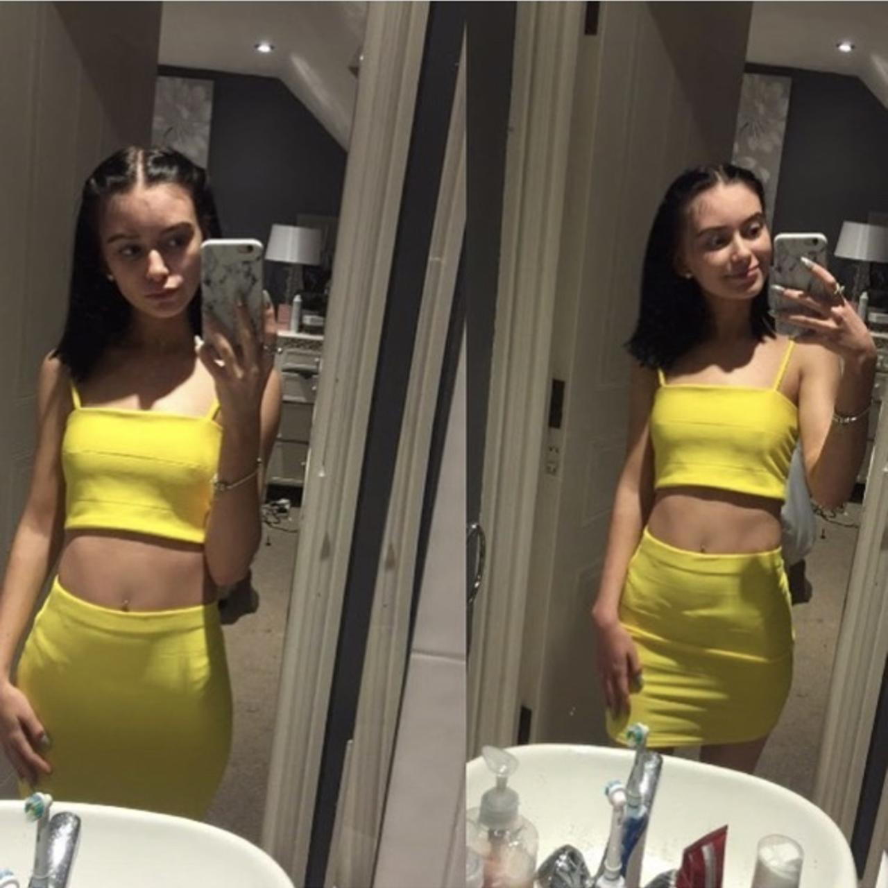 Missguided yellow skirt and crop top co ord Ignore... Depop
