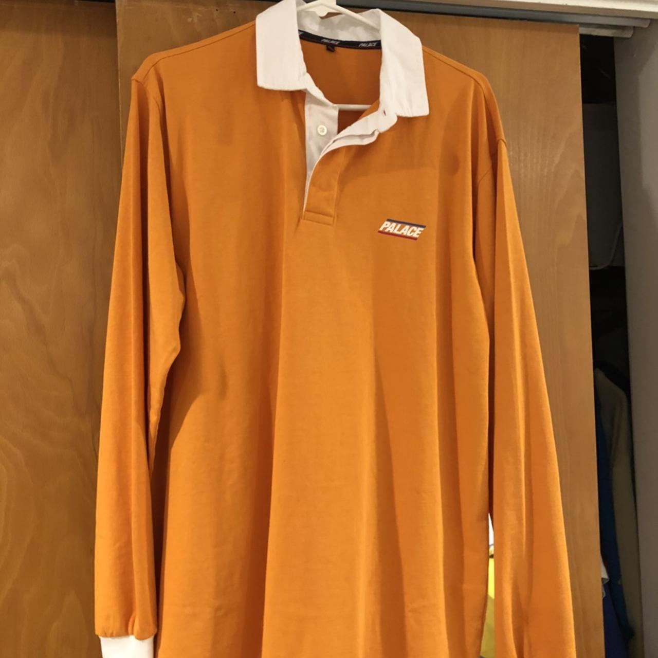 Palace Basicallly a Rugby Shirt Orange . Size Large,... - Depop