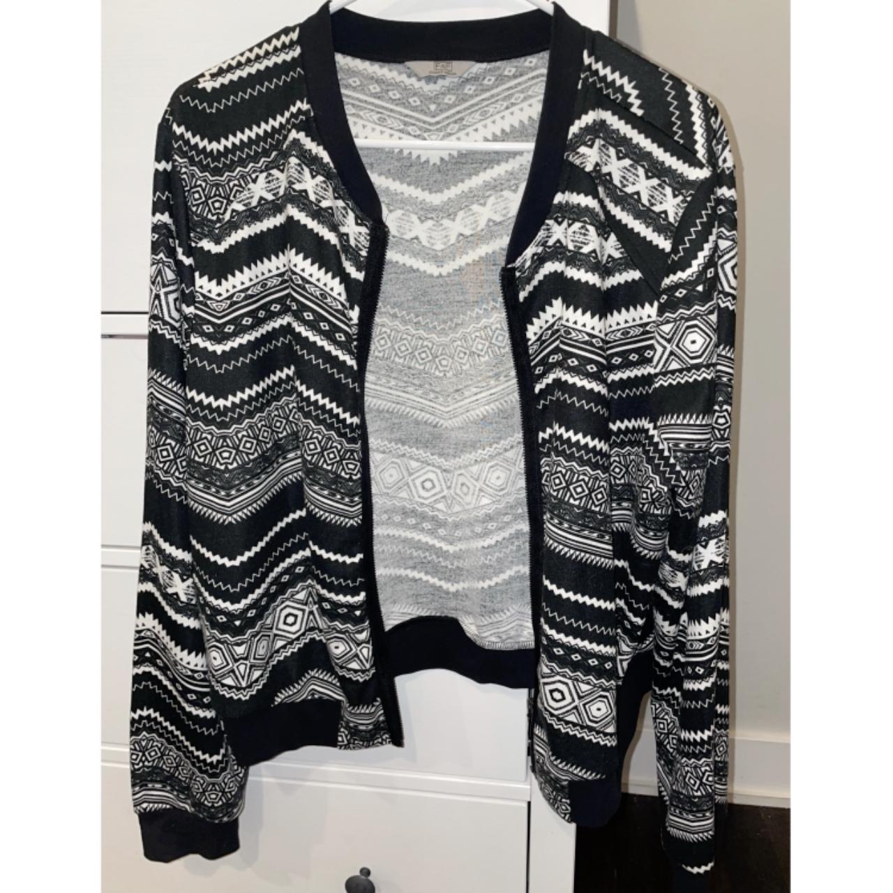 F&F Women's Black and White Jacket | Depop