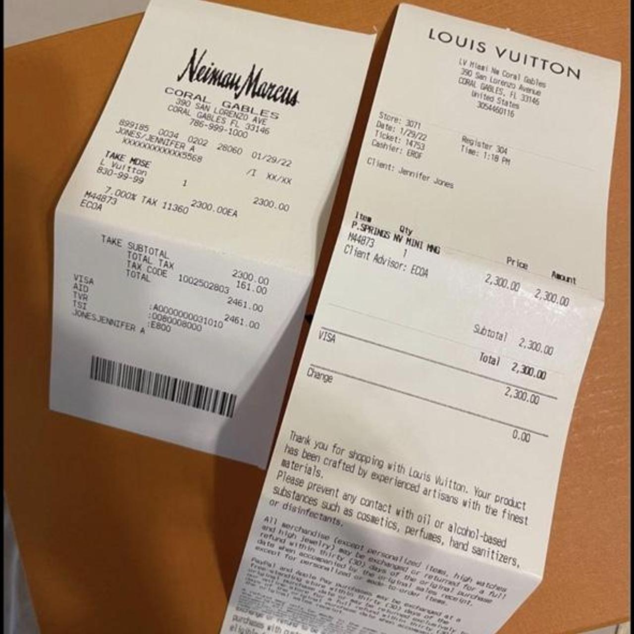 Louis Vuitton receipt for proof that it is real. - Depop