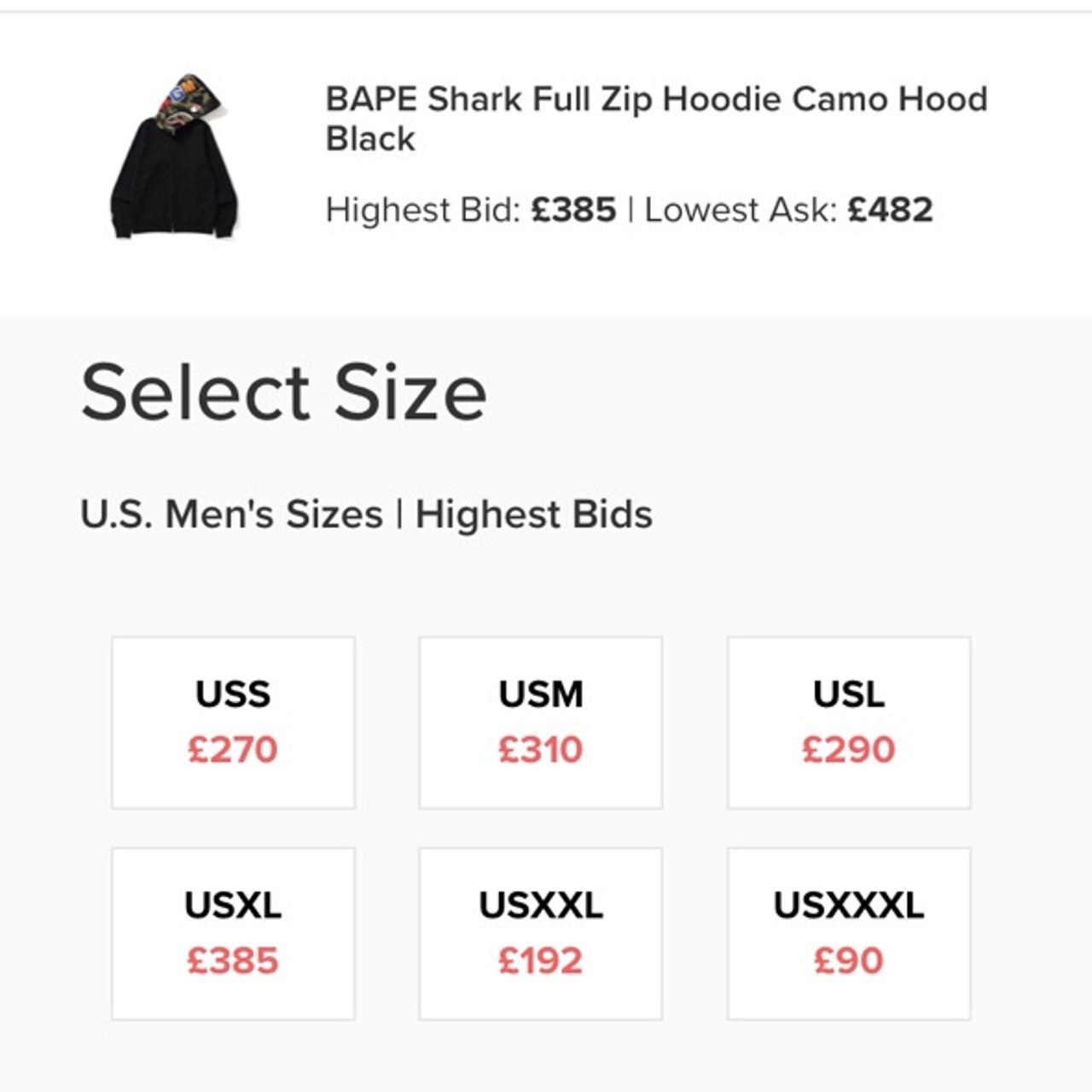 BAPE Shark Full Zip Hoodie Camo Hood Black