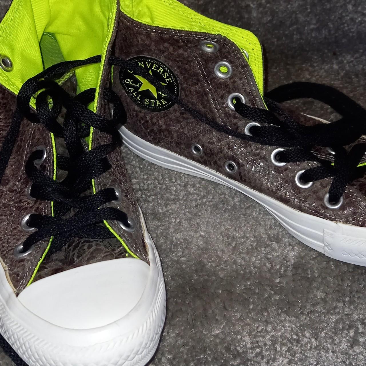 Ladies Converse snake print with neon green lining