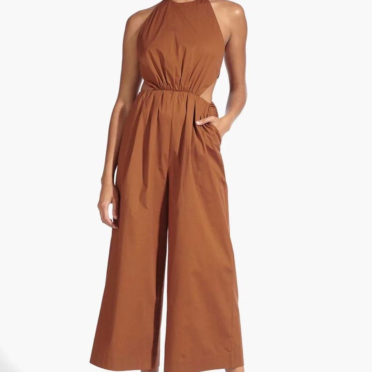 Staud Women's Brown and Tan Jumpsuit Depop