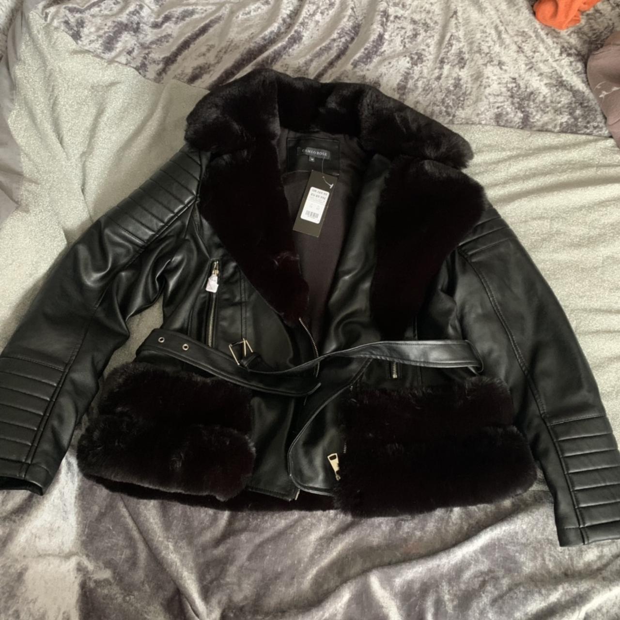 Brand new with tags leather and fur belted leather... - Depop