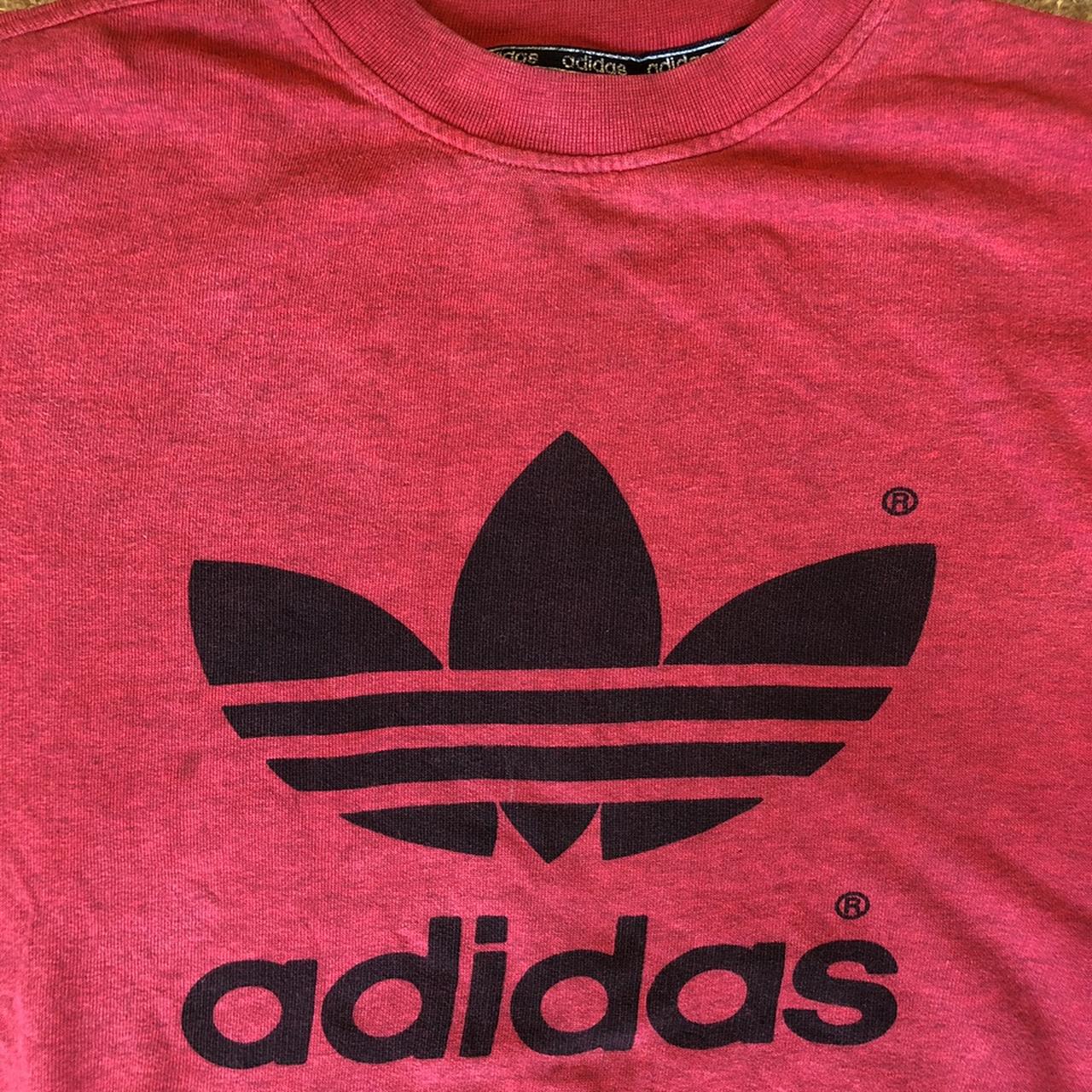 Red Adidas spell out and large trefoil logo... - Depop