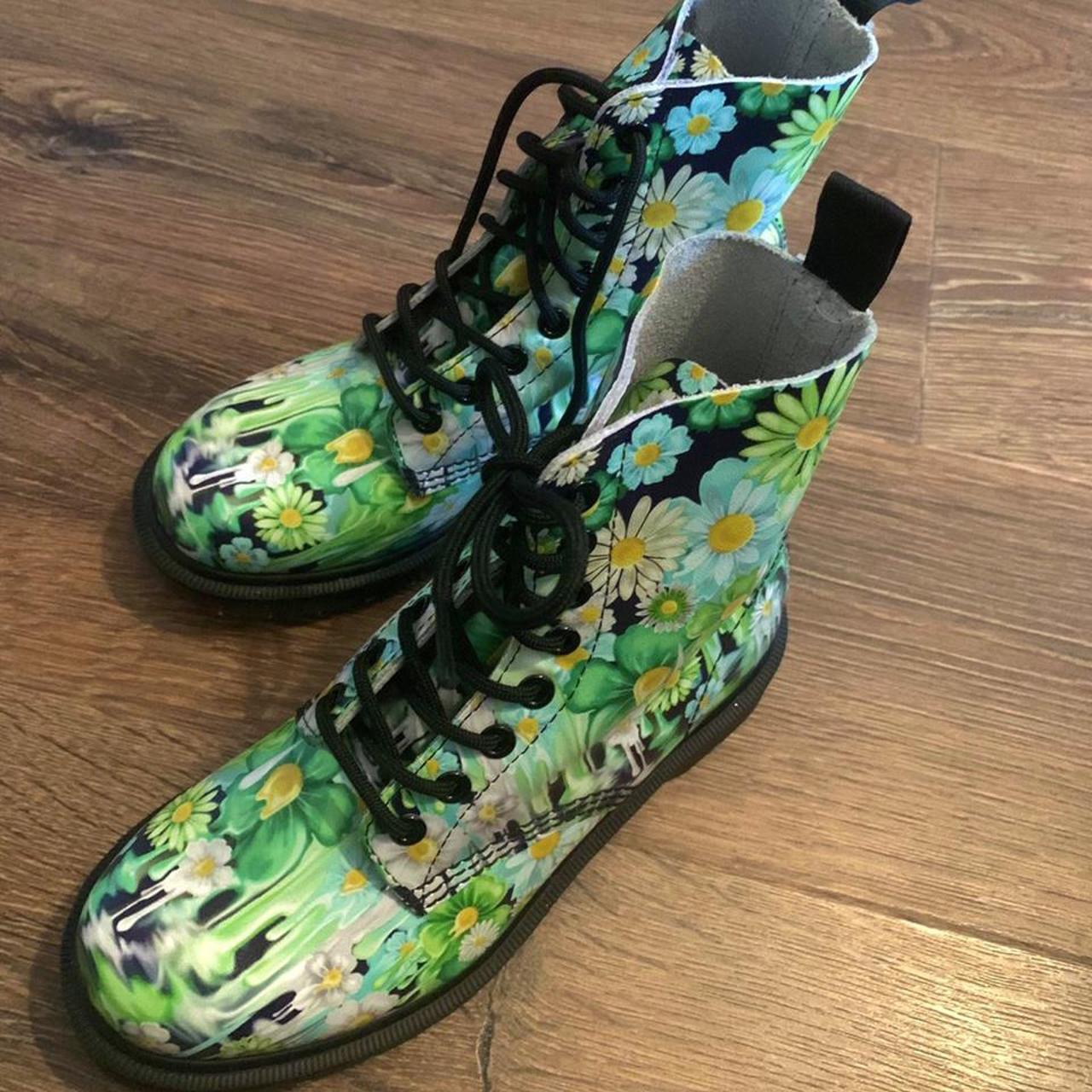 Dr. Martens 1460 Pascal in Slime Green Floral Print Depop