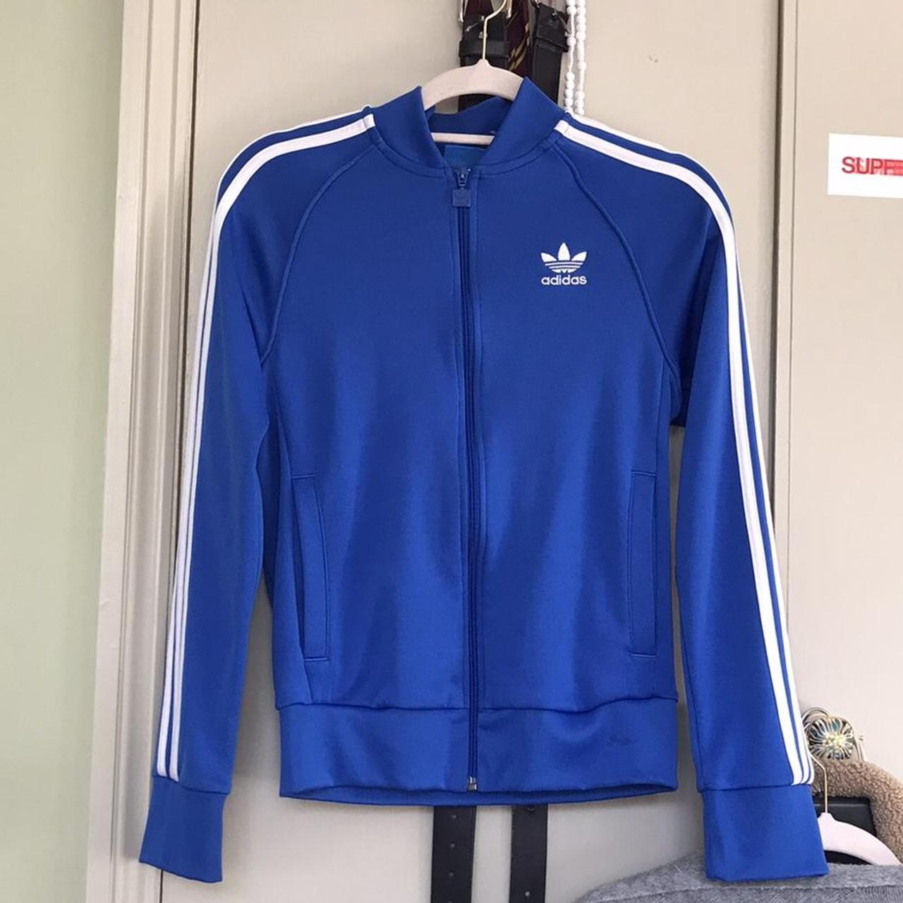 Adidas 3 stripes track jacket in royal blue 💙 Mens... - Depop