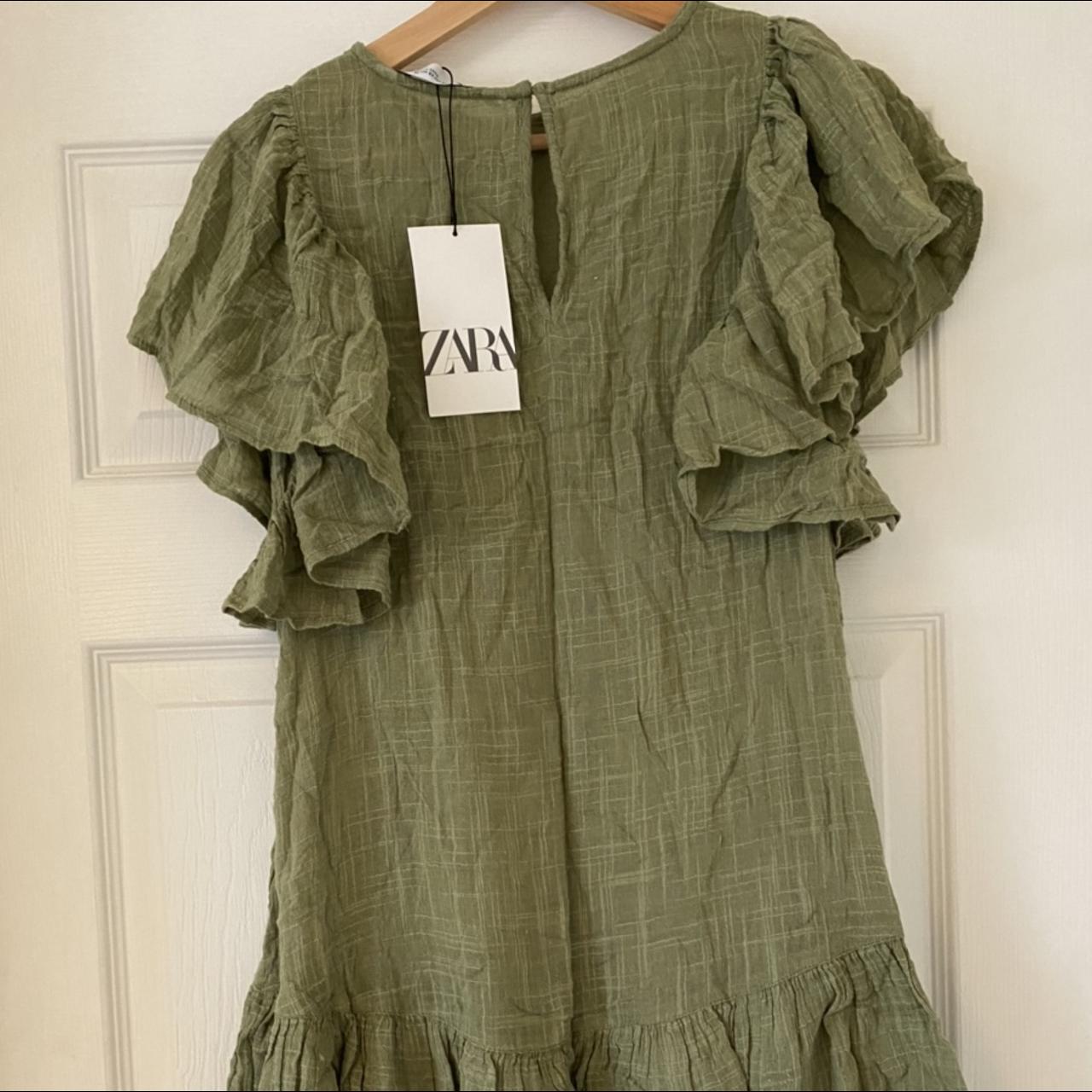 Gorgeous Zara Green summer dress with ruffled... - Depop