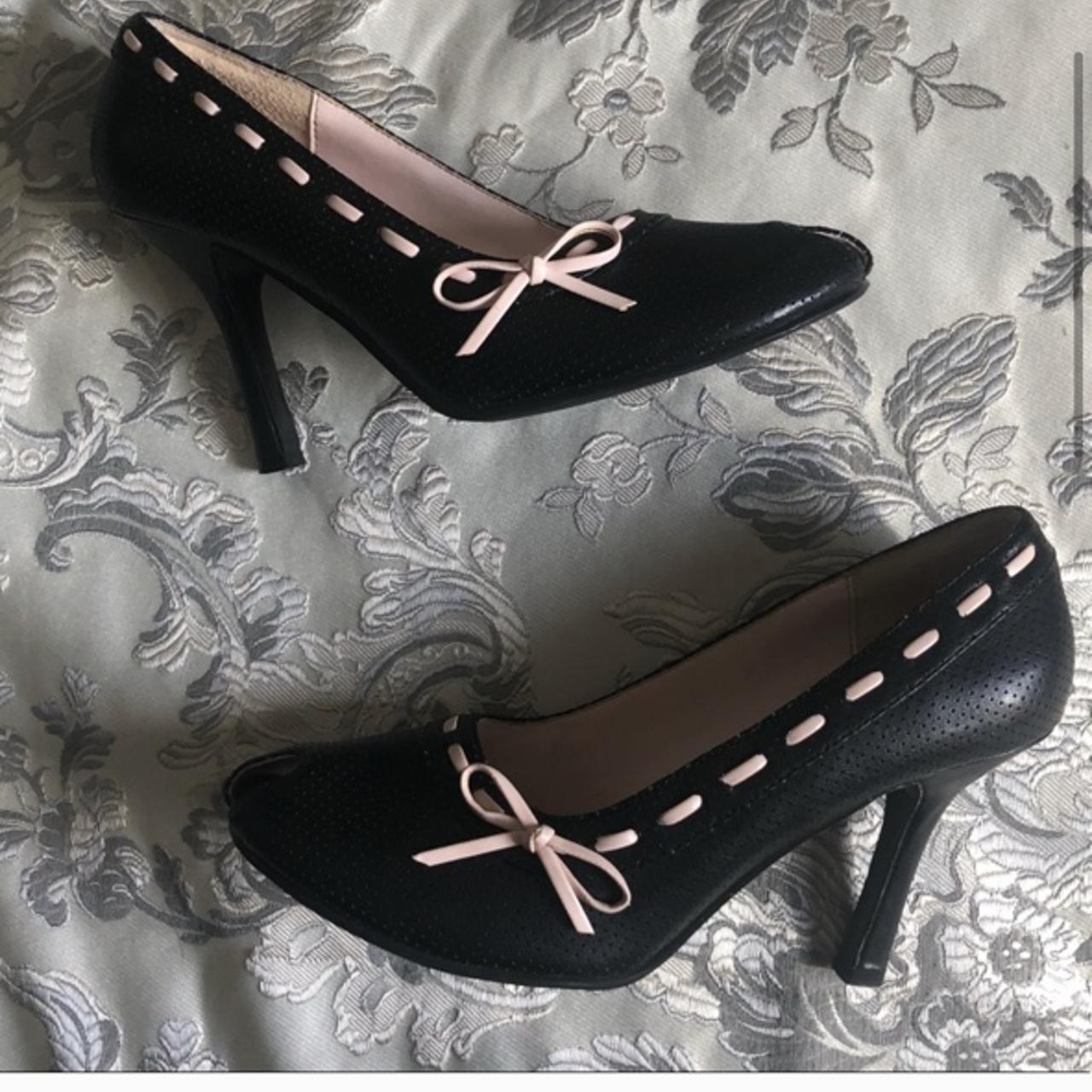 embellished peep toe heels