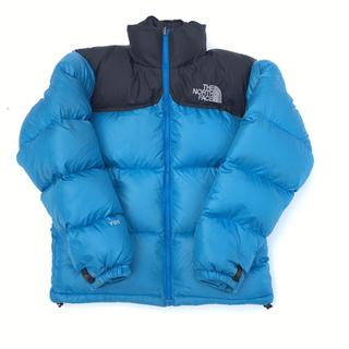 light blue and black north face jacket