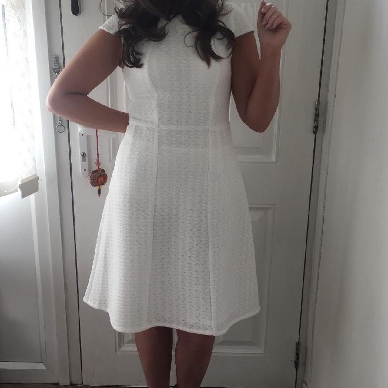 Yumi white structured dress Size 8 Worn once great... - Depop