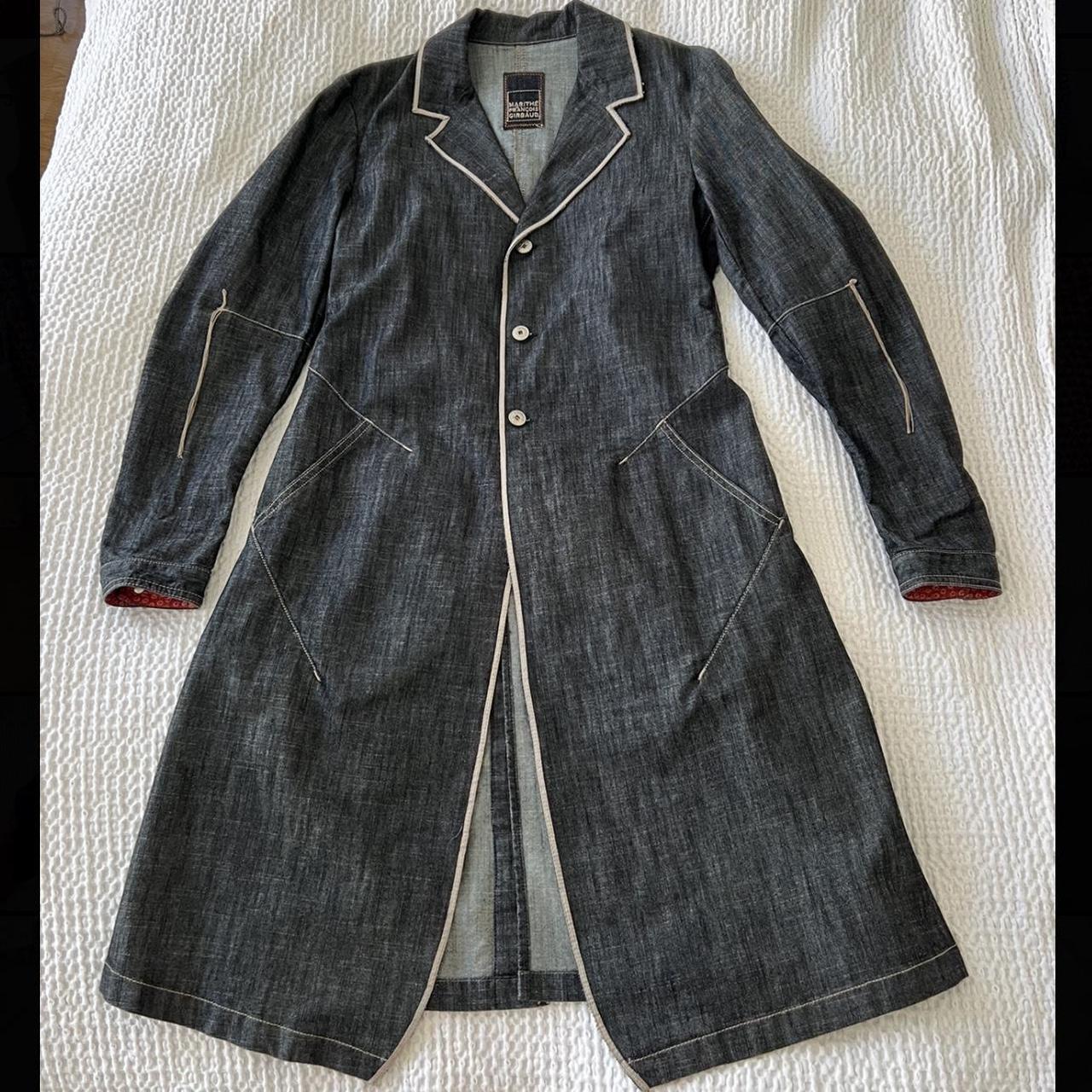 Marithé + François Girbaud Women's Navy and Blue Coat | Depop