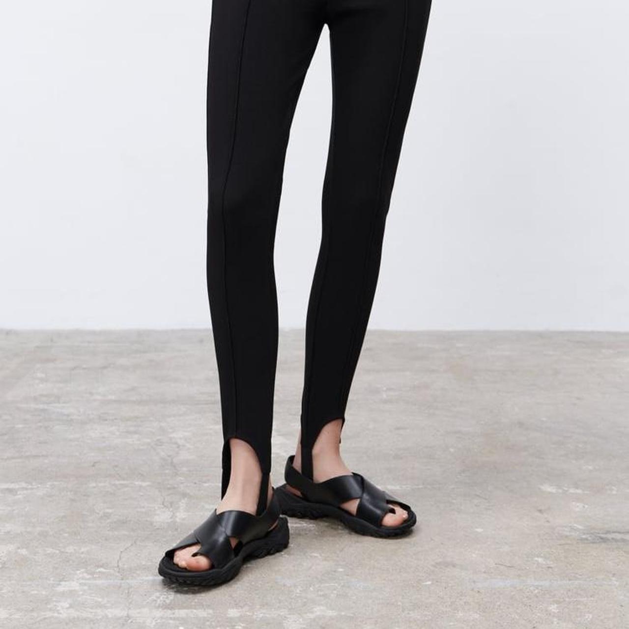 ZARA HIGH WAIST STIRRUP LEGGINGS BLACK Size Medium... Depop