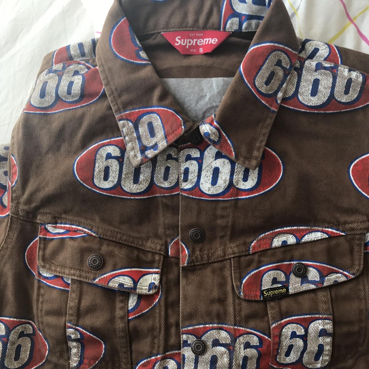 Supreme 666 brown denim jacket size small worn but...