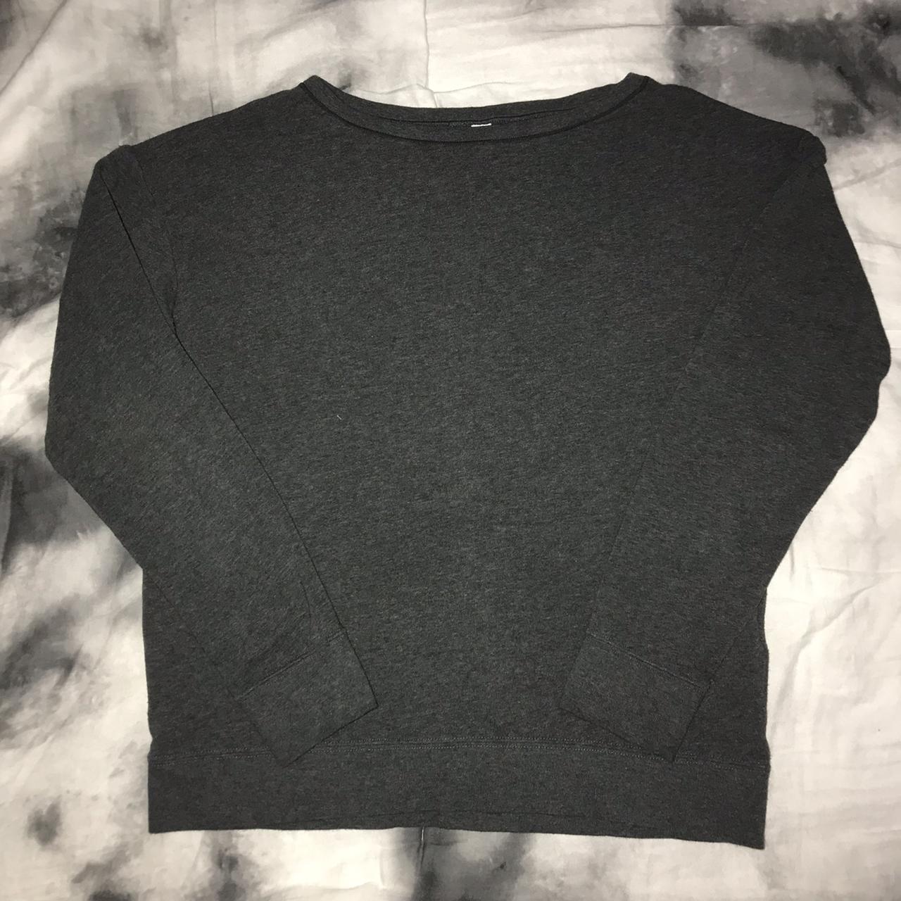 - uniqlo dark gray super soft wide neck long-sleeve... - Depop