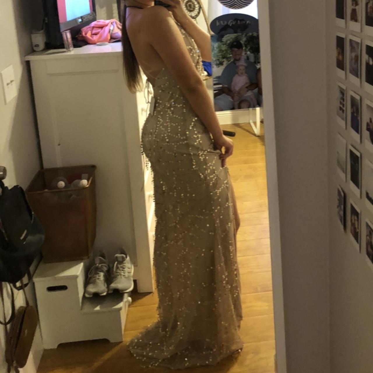 Tan sparkly hot sale prom dress