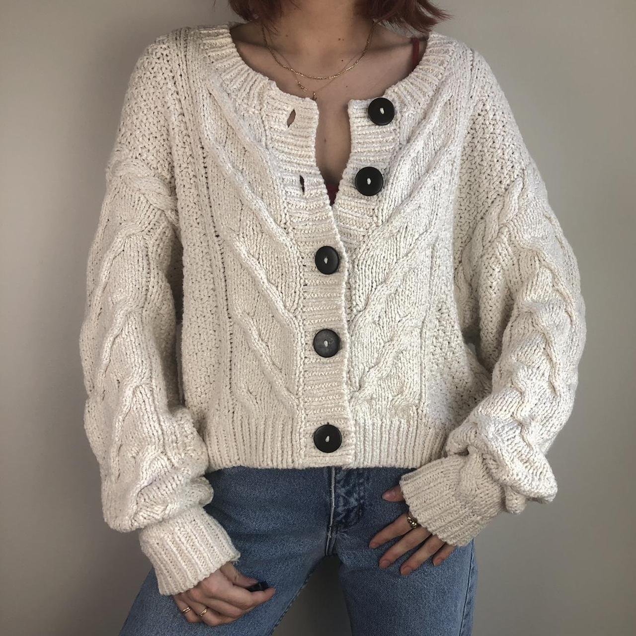 free people ivory ecru bonfire cardi... - Depop