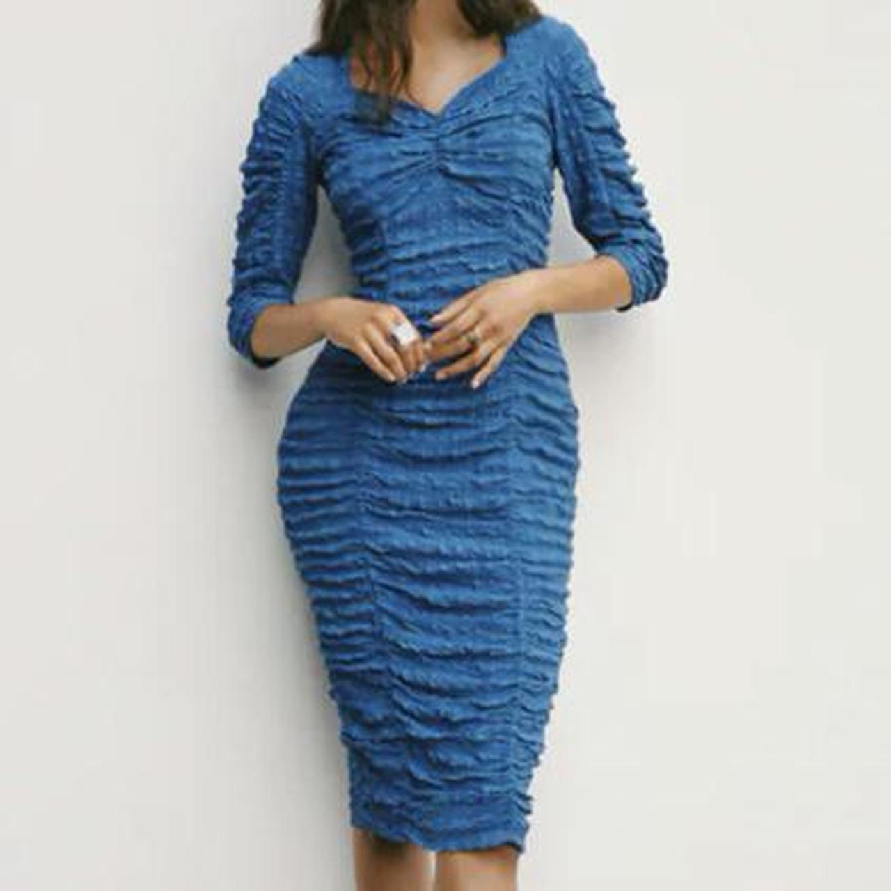 zara ruched blue dress