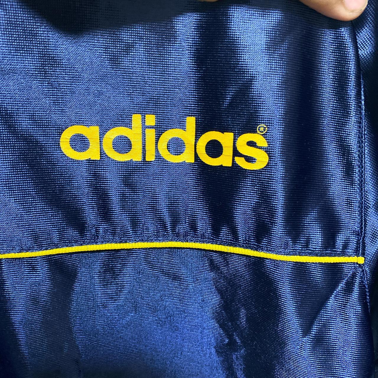 Retro Blue and Yellow Adidas football... - Depop