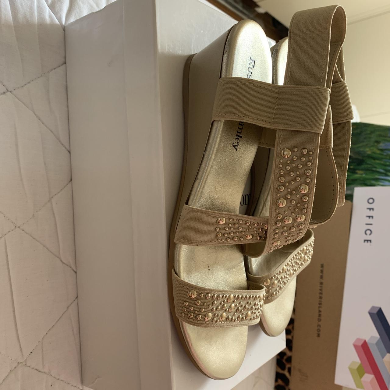 Russell Bromley Gold Heeled Sandals. EXCELLENT Depop