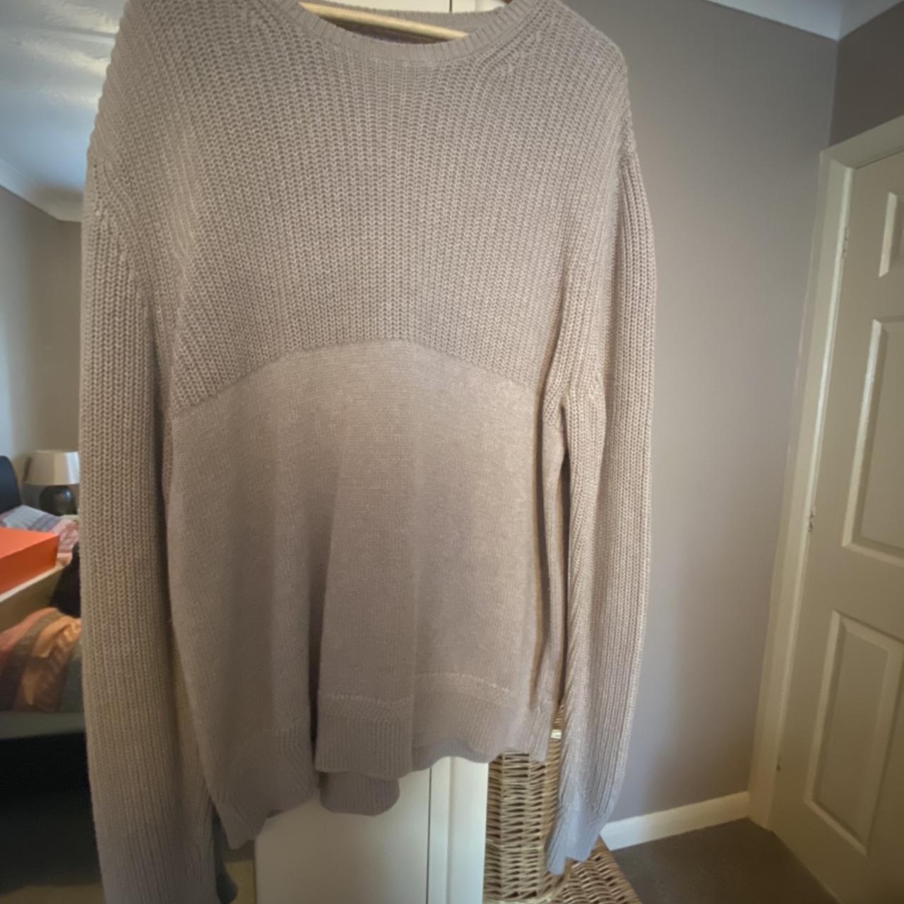 AllSaints Cream Knitted Jumper, XXL Hardly worn as... - Depop