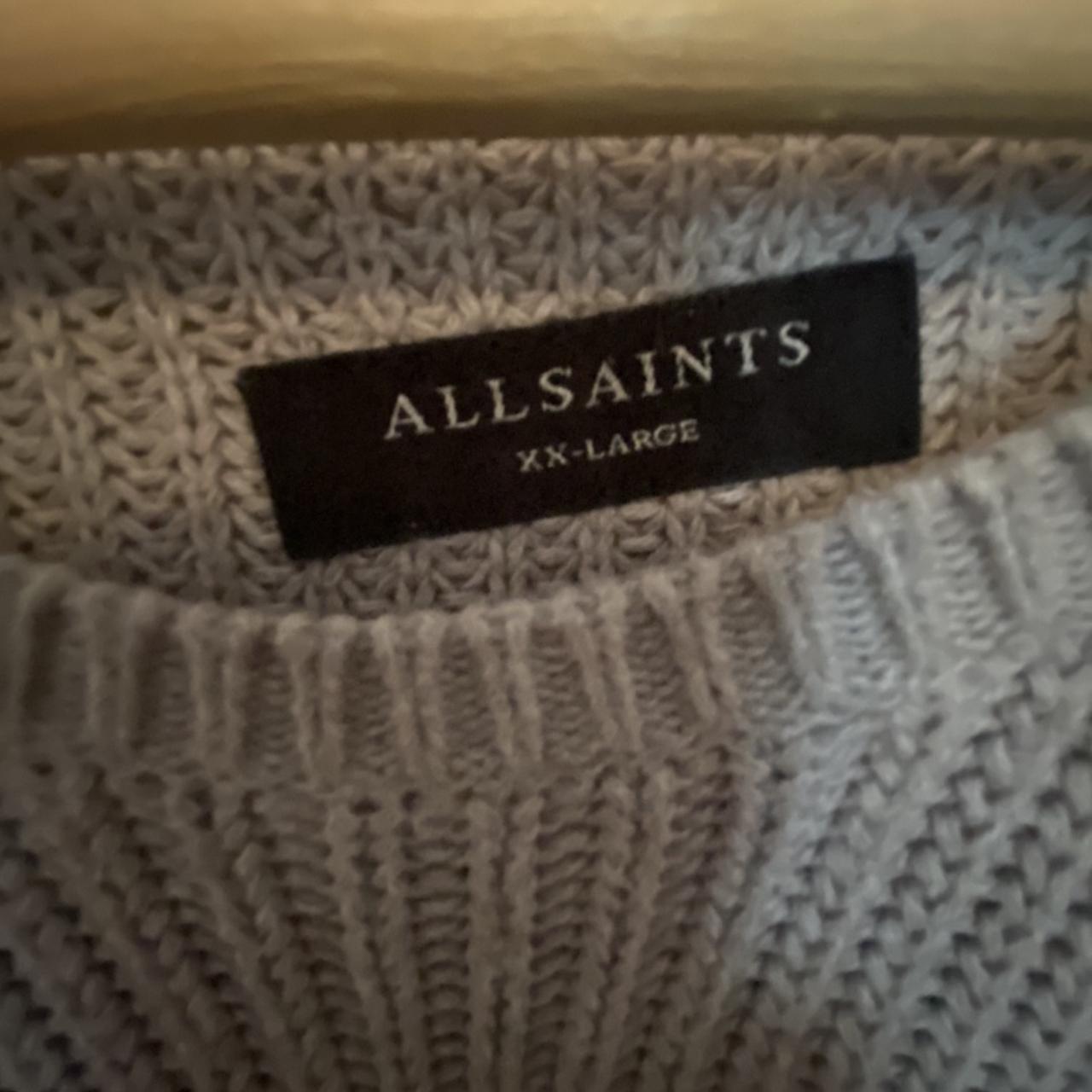 AllSaints Cream Knitted Jumper, XXL Hardly worn as... - Depop