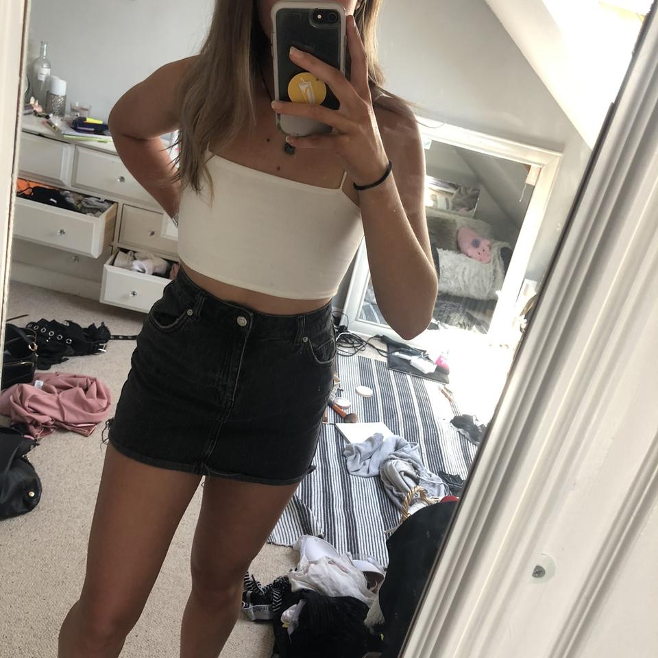 Top shop bandage black mini skirt, zip at the Depop