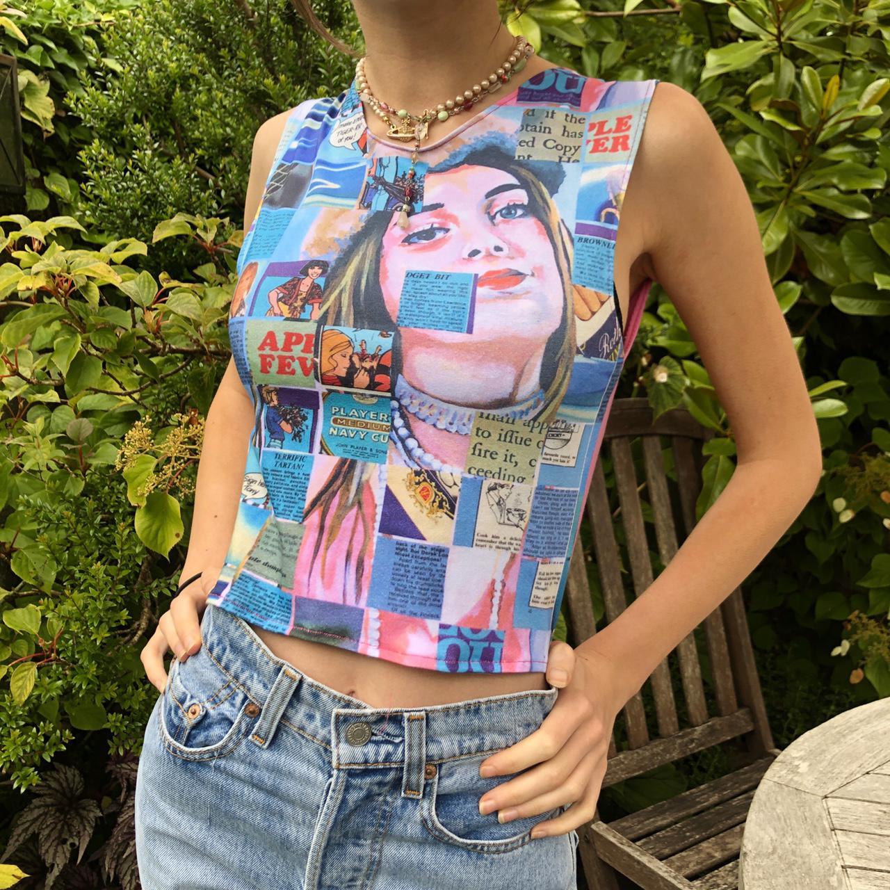 Two tone pop art tank🦋 Handmade tank top featuring... - Depop