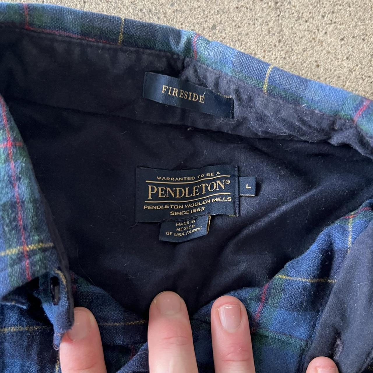 Pendleton blue fireside 100% wool flannel button up - Depop