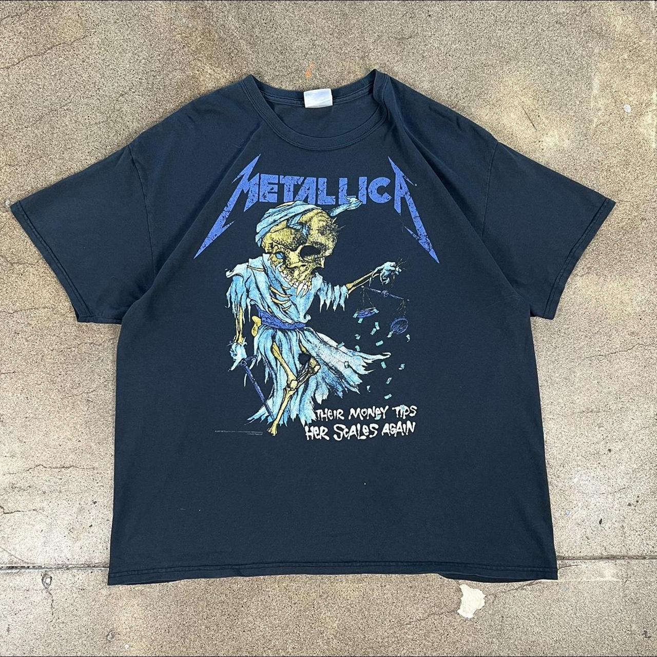 Y2K Metallica shirt. Their money tips her scales... - Depop