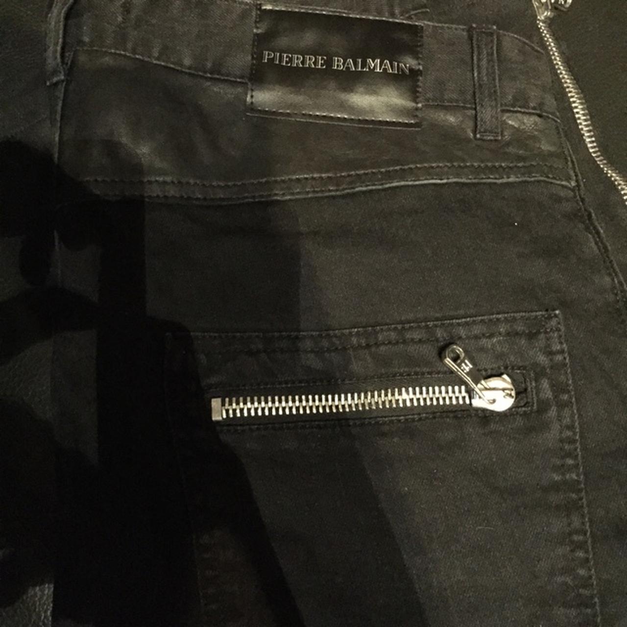 Pierre balmain biker jeans with leather and