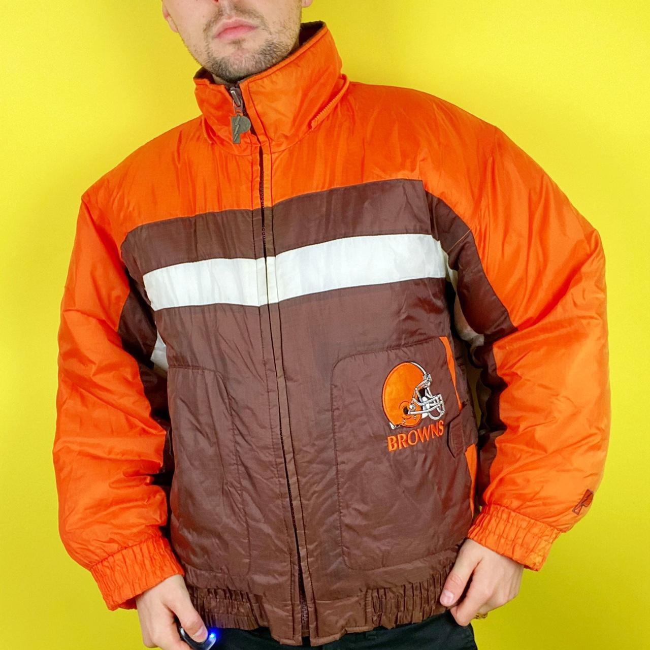 Vintage Oversized Cleveland Browns leather bomber - Depop