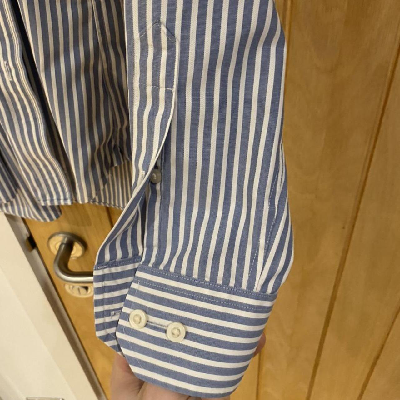 Blue and white striped Moss Bros formal shirt Depop