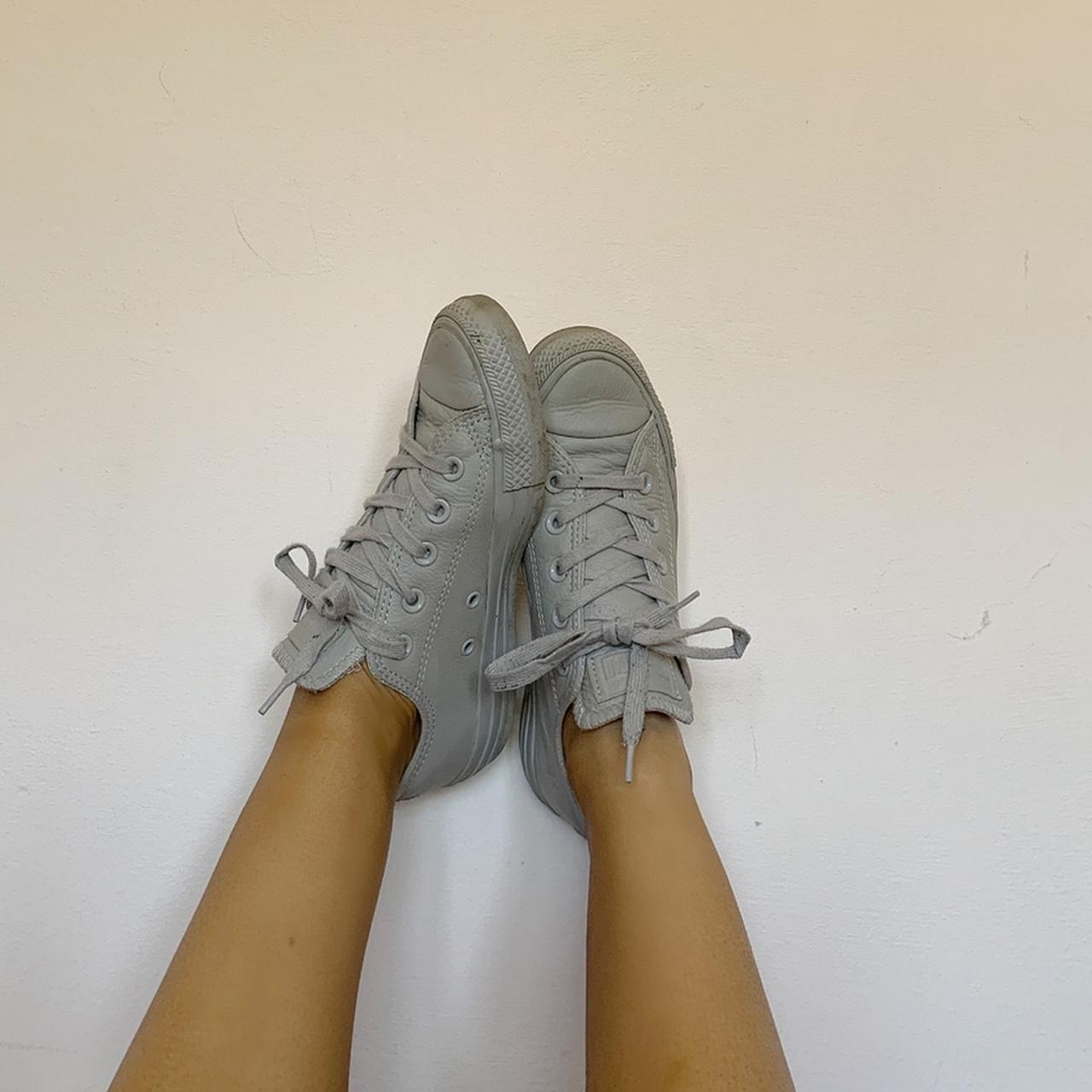 Grey/silver Converse Size 4 Worn a few times but in... - Depop