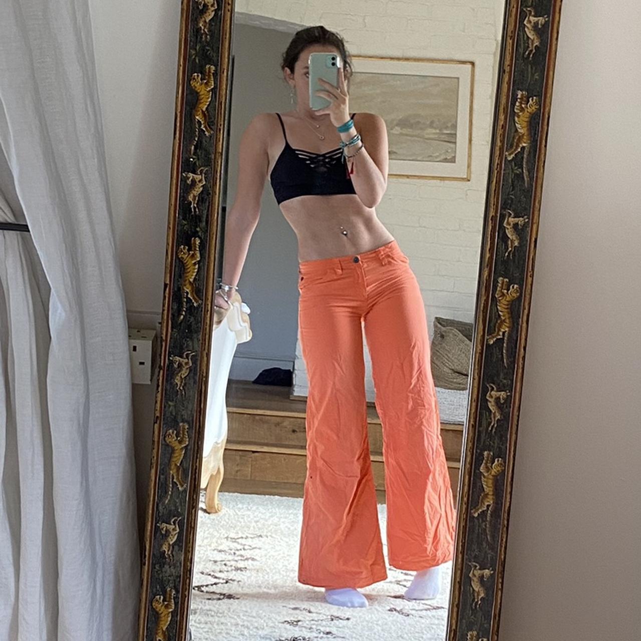 Roxy girl peach orange flared ski salopettes Depop