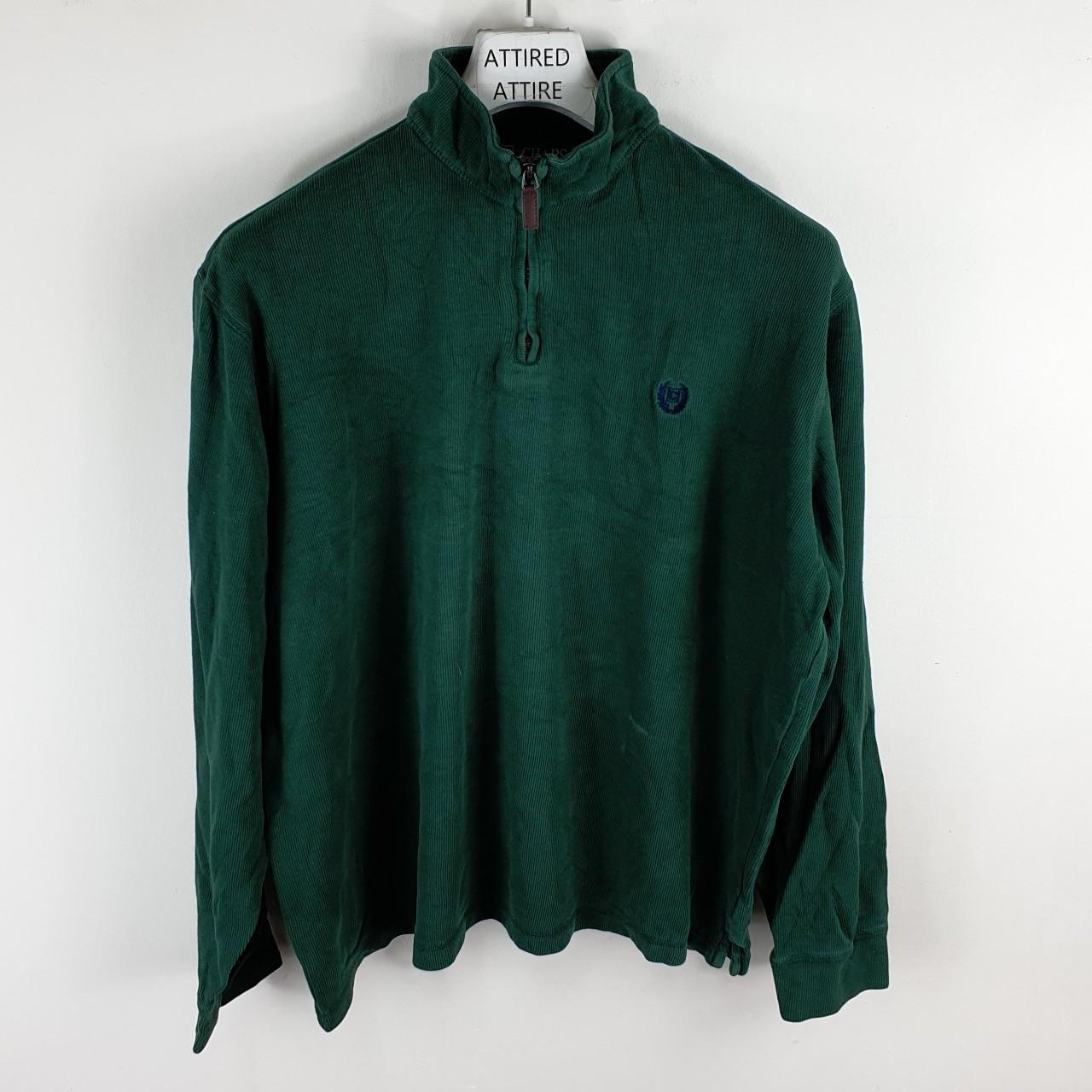 CHAPS QUARTER ZIP SWEATSHIRT MENS XL GREEN... - Depop