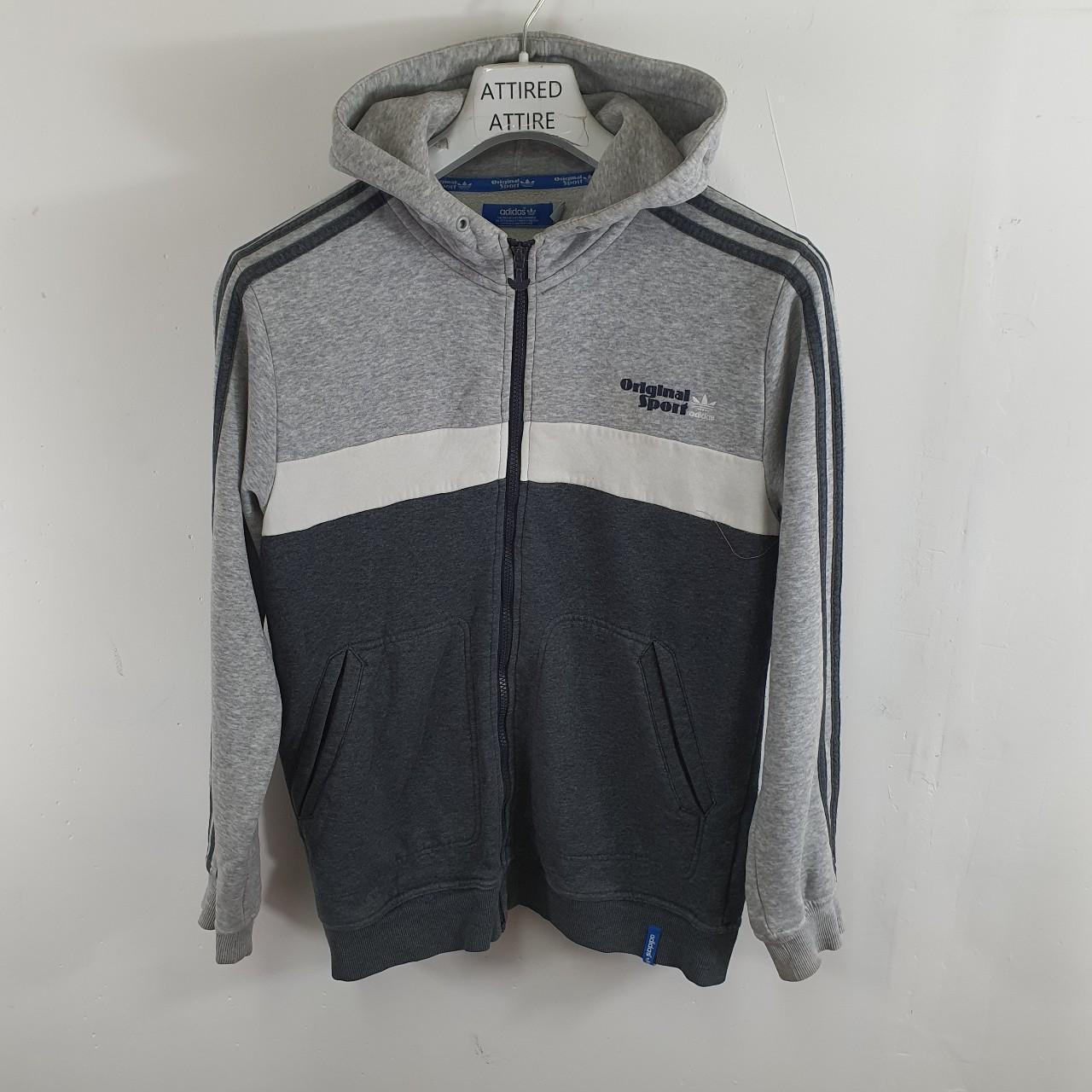 Adidas full zip hoodie mens grey medium h16 pit 2 depop