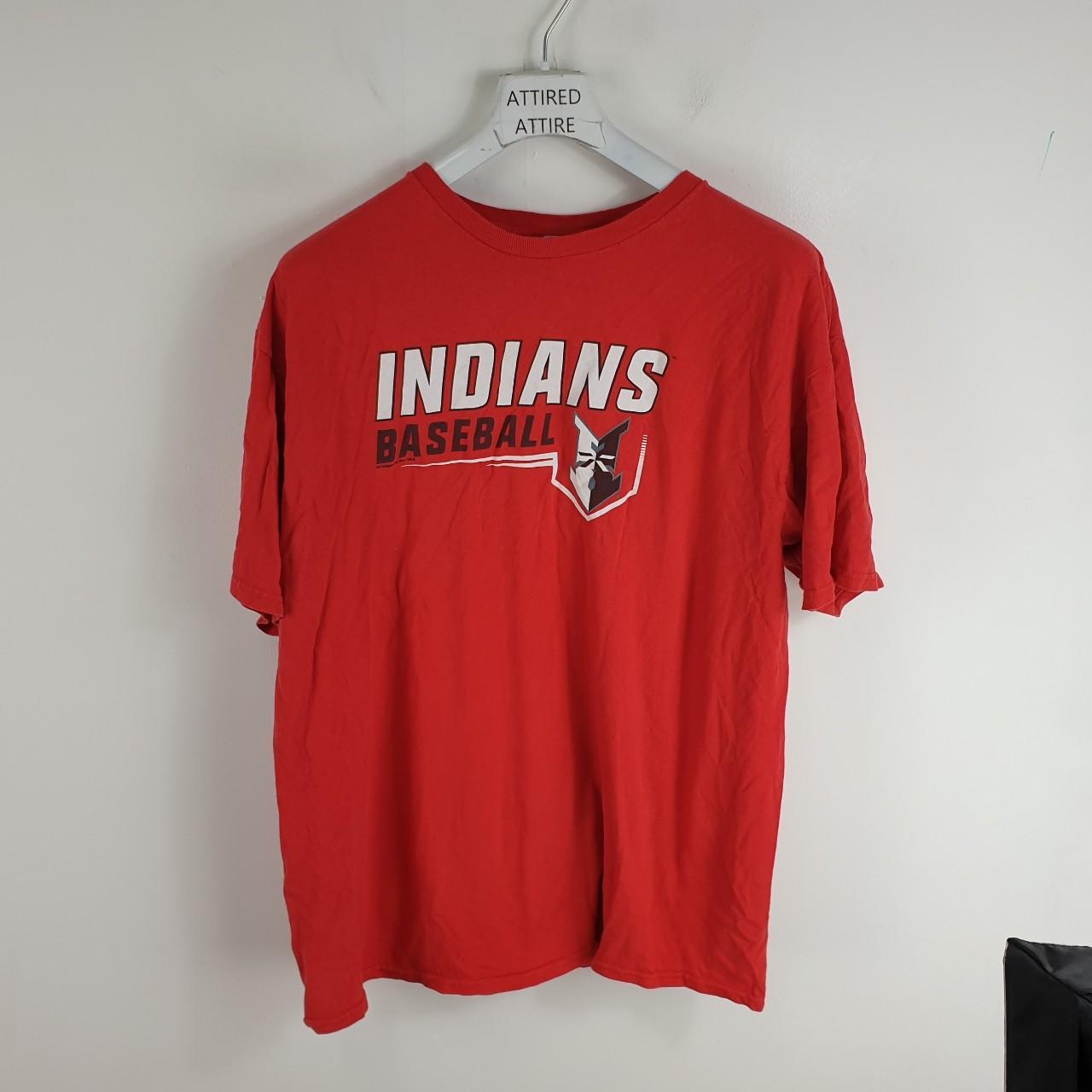 VINTAGE INDIANS BASEBALL T SHIRT MENS RED LARGE... - Depop