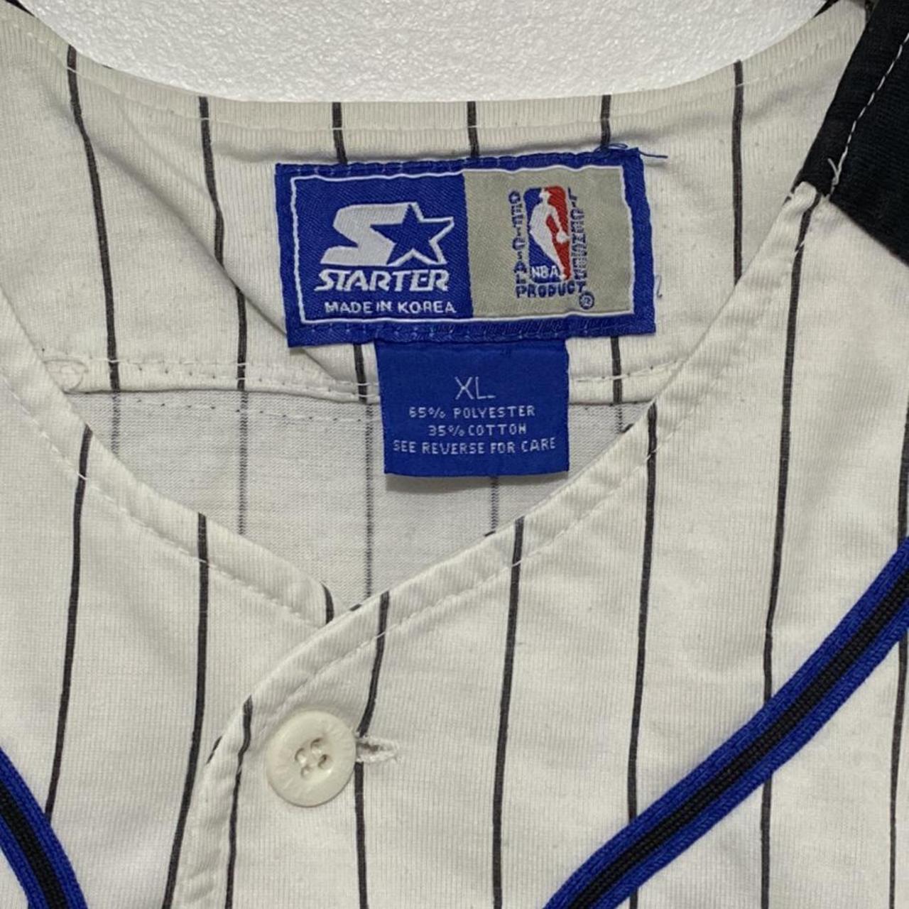 Starter Orlando Magic pinstripe baseball style jersey gray blue L large NBA