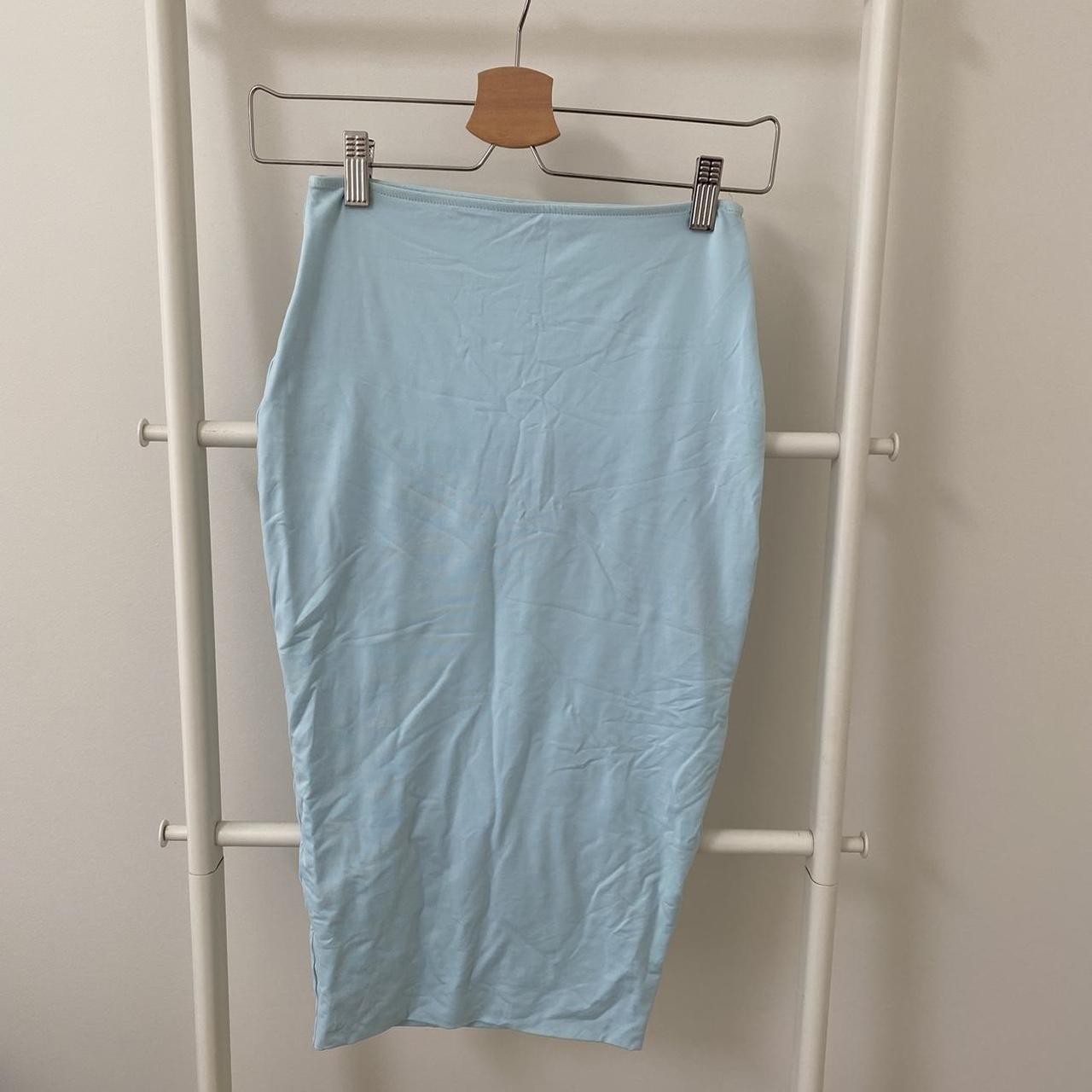 baby blue kookai midi skirt old size 1 so XSS good... Depop