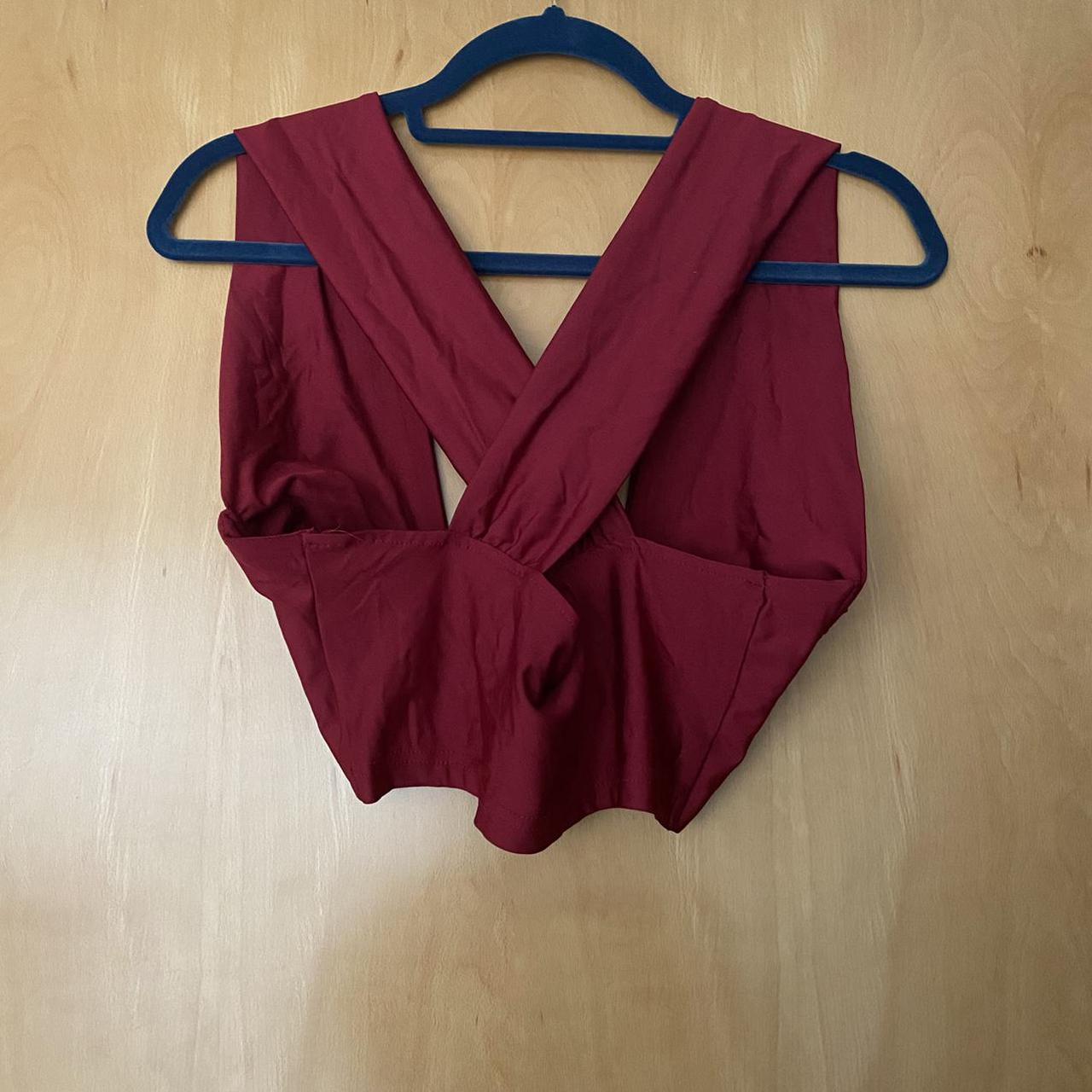 SHEIN Women's Burgundy and Red Crop-top (2)