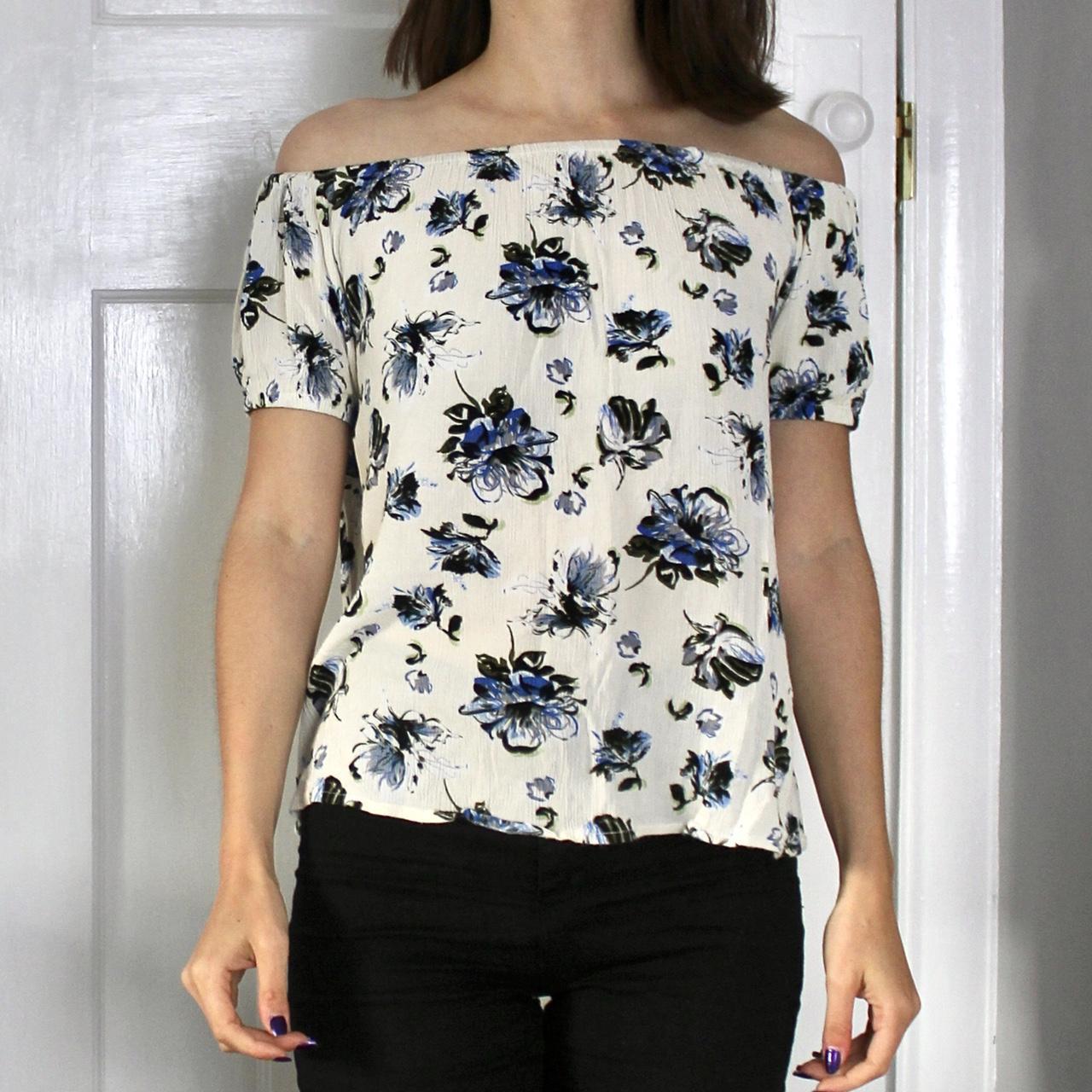 Shein Floral Bardot Top Thin Flowy Material With Depop