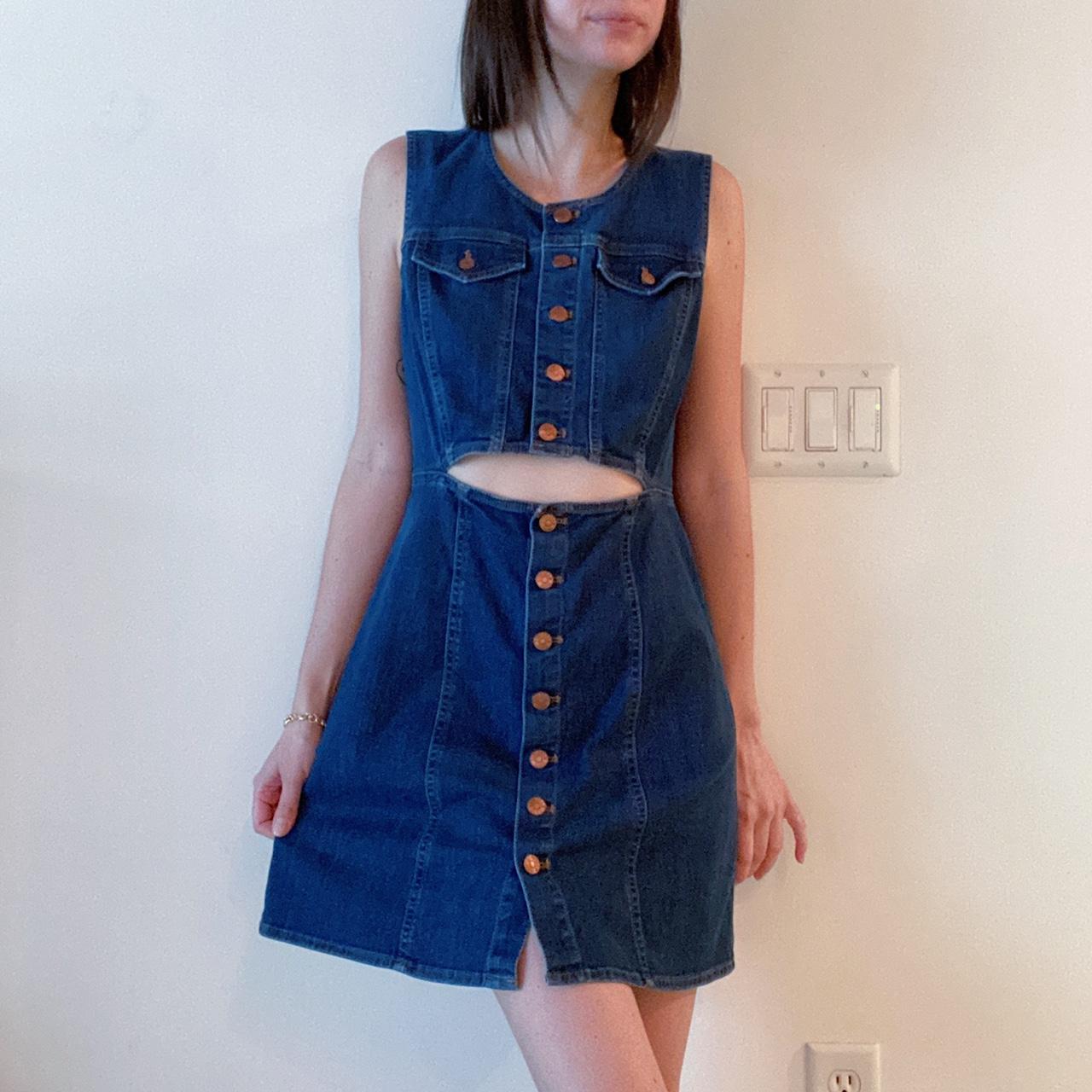 madewell denim button front dress