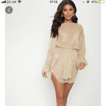 Gold plisse balloon sleeve shop sheer shift dress review