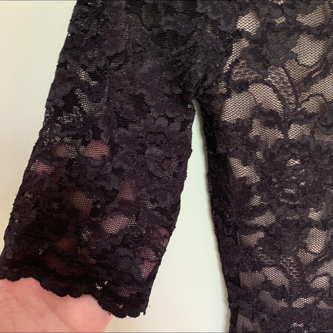 Sexy Y2K black lace illusion top with nude lining... - Depop