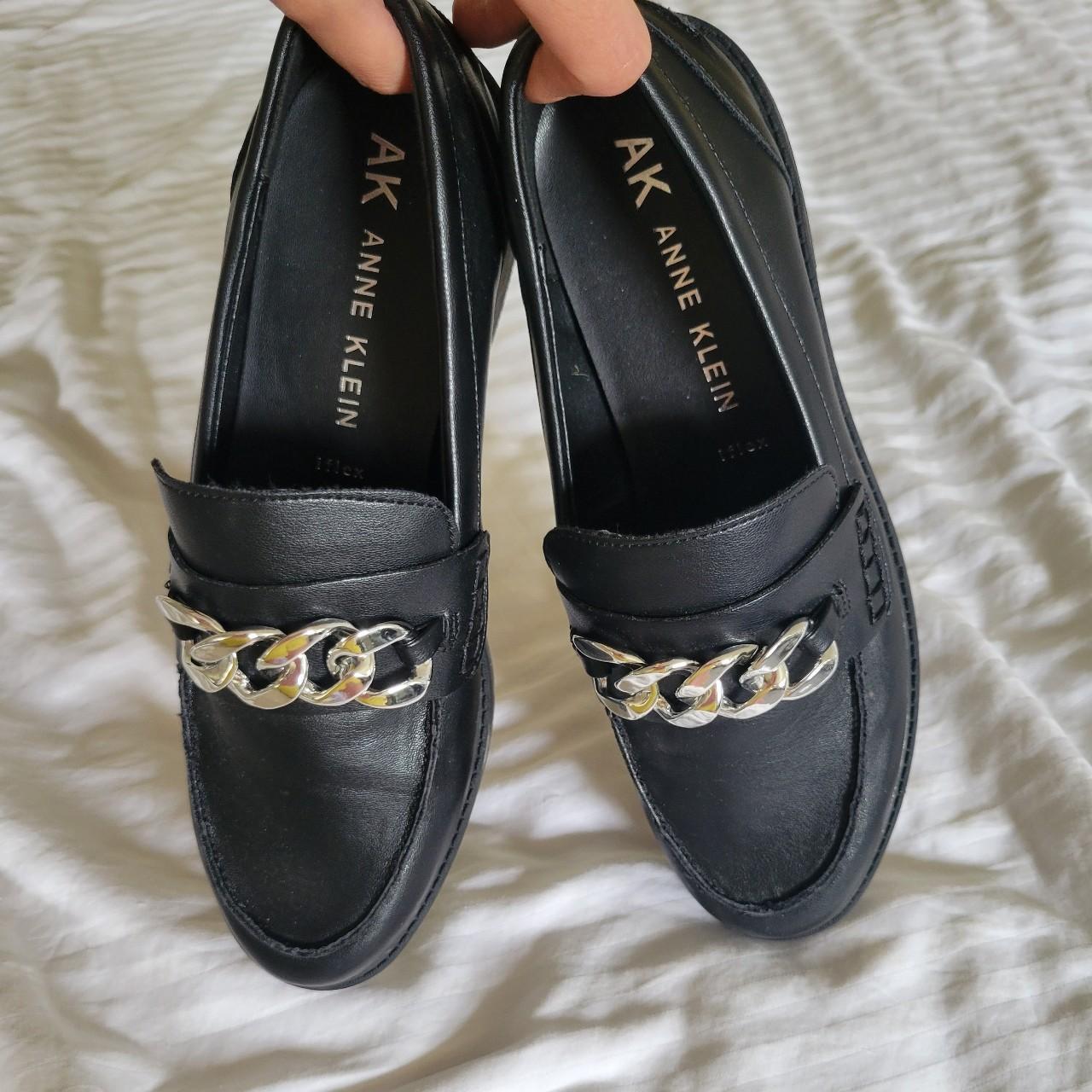 loafers with silver chain