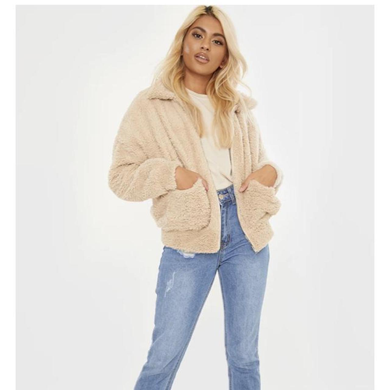 camel teddy fur bomber jacket
