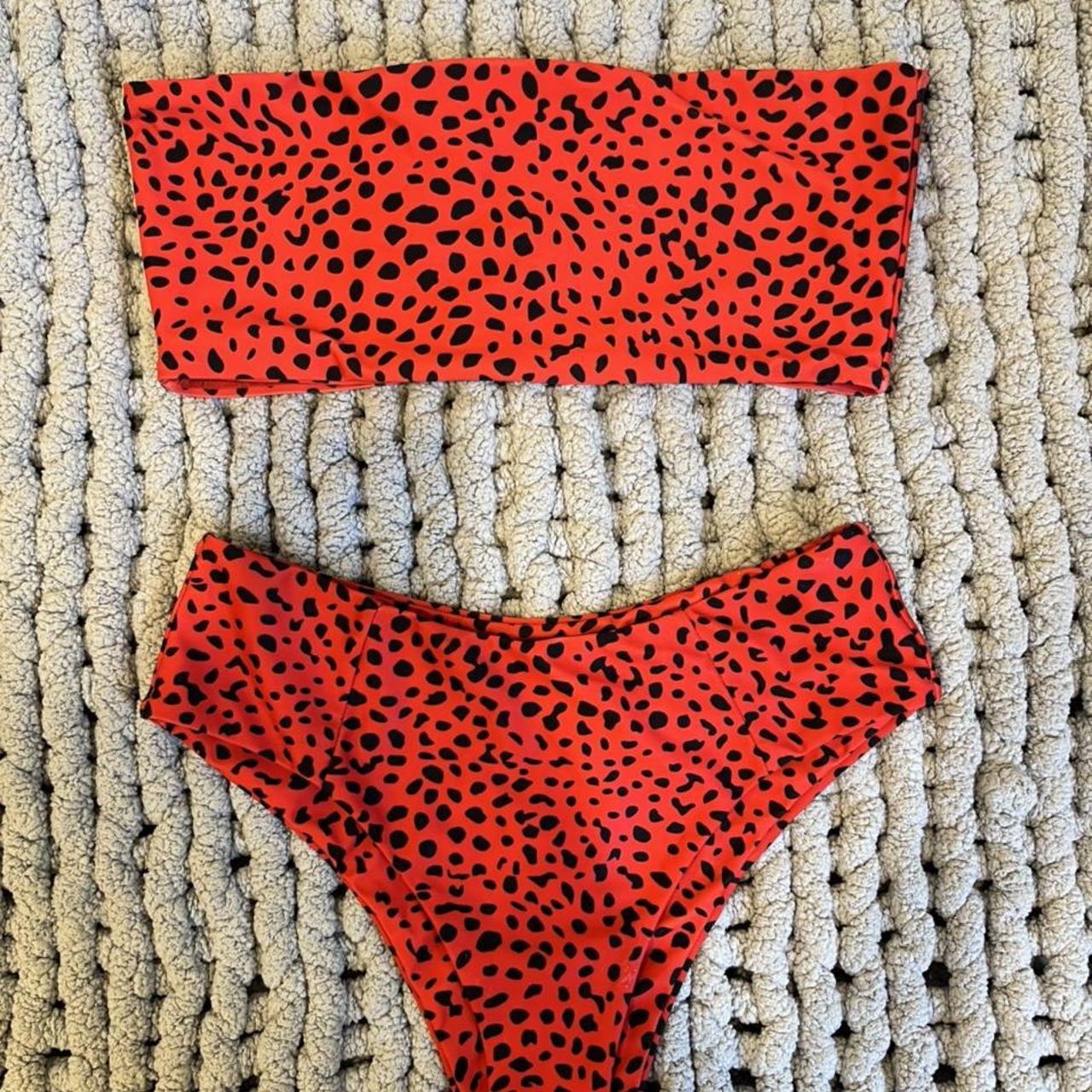 Acacia Swimwear Women's Red and Black Bikinisandtankinisets Depop